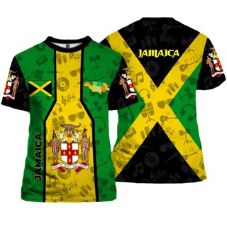Bandeira Do Leão Da Jamaica Camiseta Padrão 3D Orgulho Impressão Pescoço Redondo Top Street Moda De Rua Manga Curta Solta Respirável