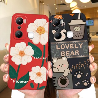 Para O Infinix Hot 20i 20S Case Beautiful Flower Matte Silicone Antifouling Anti-Queda Choque De Impressão Digital Hot20i Hot20S Shell Bumper
