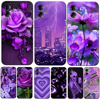 Capa De Silicone Macia Para Telefone Motorola MOTO G14 4G Preta Tpu Padrão Roxo