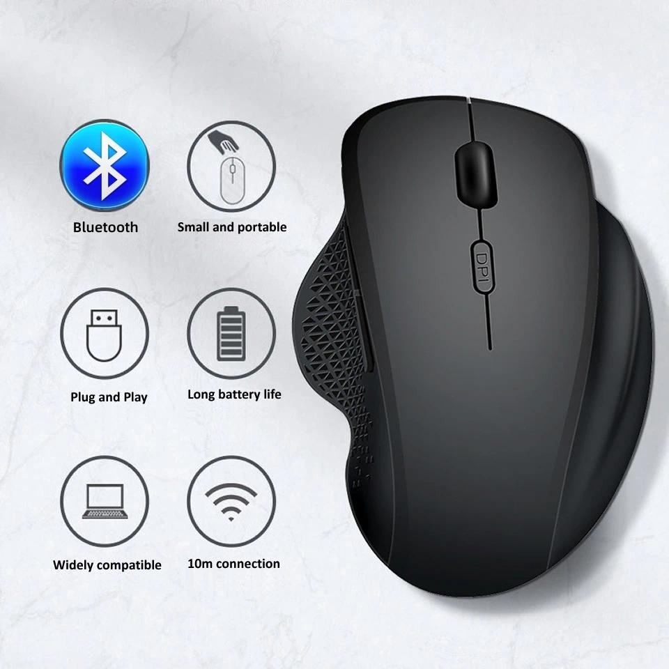 Mouse Bluetooth Ergonômico Recarregável Para Jogos 1600 DPI Modo Duplo De Computador Sem Fio 6 Botões PC E Mac