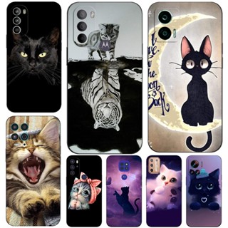 Estojo Para Motorola Moto Edge 40 neo 5G G14 G54 G84 Capa Traseira Do Telefone Silicone Macio Preto Tpu Cute Cat