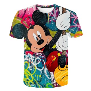 Rato Disney Mickey Mouse Print Harajuku 3D Camiseta De Verão De Manga Curta Cartoon Unisex Top