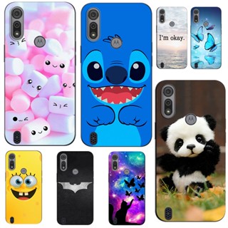 Para Motorola Moto E6S E6i Capa Protetora De Telefone Silicone Macio Preto Tpu De Desenho Animado Engraçado