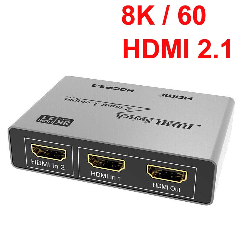 8k @ 60Hz HDMI 2.1 Switcher 4K 120Hz 8k 2x1 Switch 8k Screen Share 2 In 1 Out Conversor Para PS4 PS5 PC Projetor De TV