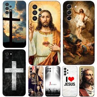 Estojo Para Samsung Galaxy A04 A14 A34 A54 4G 5G Capa De Silicone Macia Telefone tpu Cristo Jesus cross Preto