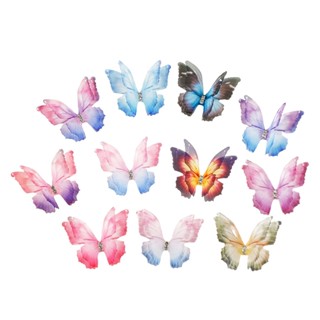2PCS Novo Fofo Multi Colorido Dupla Camada De Malha Borboleta Garotas Grampos De Cabelo Para Crianças Headwear Hairgrip Hair Clips Acessórios