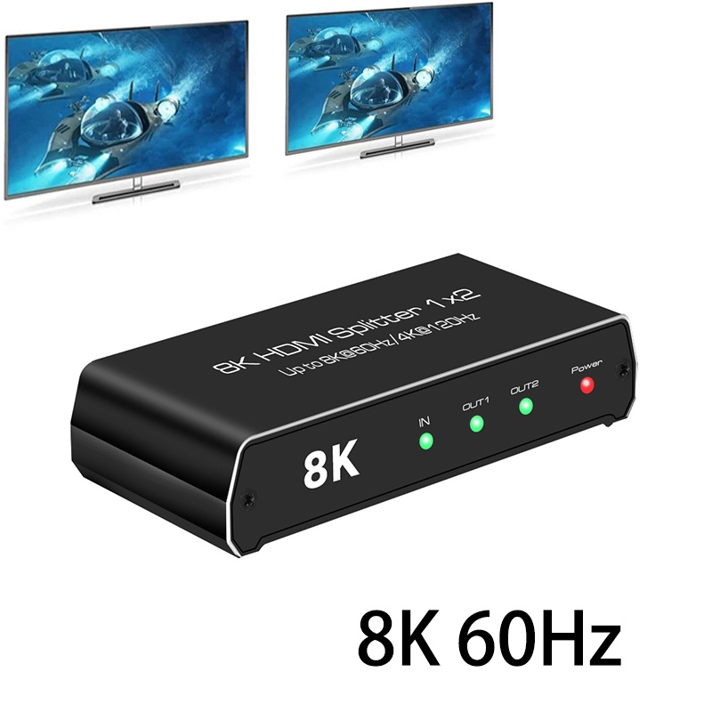 8K Splitter HDMI 4k 120Hz 3D HDR 1x2 1 Em 2 Out Dual Display HDMI2.1 8k60hz Adaptador Para PS5 PS4 PC TV