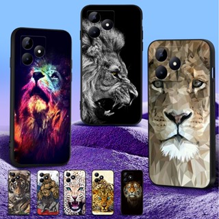 Estojo Para realme C53 C51 Telefone Traseiro Capa Protetora De Silicone Macio Preto Tpu Lobo Leão Tigre Leopardo