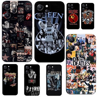 Para Xiaomi Redmi 12 4G 5G Capa Global Telefônica Preta tpu rock band