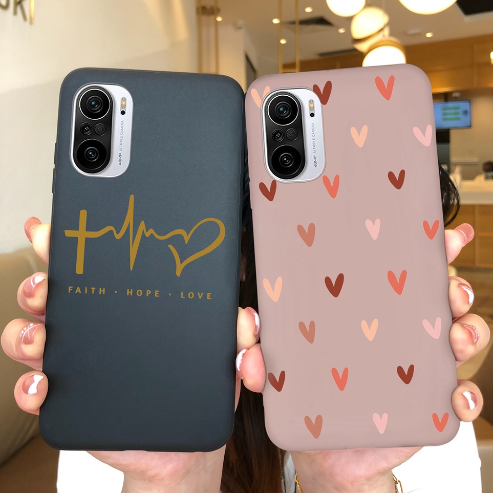 Capa Protetora De Luxo Para Xiaomi Redmi K40 K40 Pro K40S Love Heart Soft Silicone Matte Back Cover À Prova De Choque K 40 K40Pro 40S Telefone