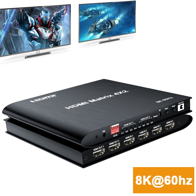 8K HDMI Matrix 4X2 Switch 4K 120Hz HDR HDCP 2.3 Splitter 4 Em 2 Out Tela Dupla Para PS4 TV Box PC Projetor HDTV