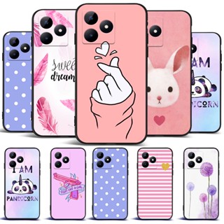 Estojo Para realme C53 C51 Telefone Traseiro Capa Protetora De Silicone Macio Preto Tpu Flor Rosa Menina