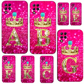 Estojo Para infinix HOT 11 G37 Silicone Capa De Telefone Em tpu Preto Pink Diamond Crown A B C Letras