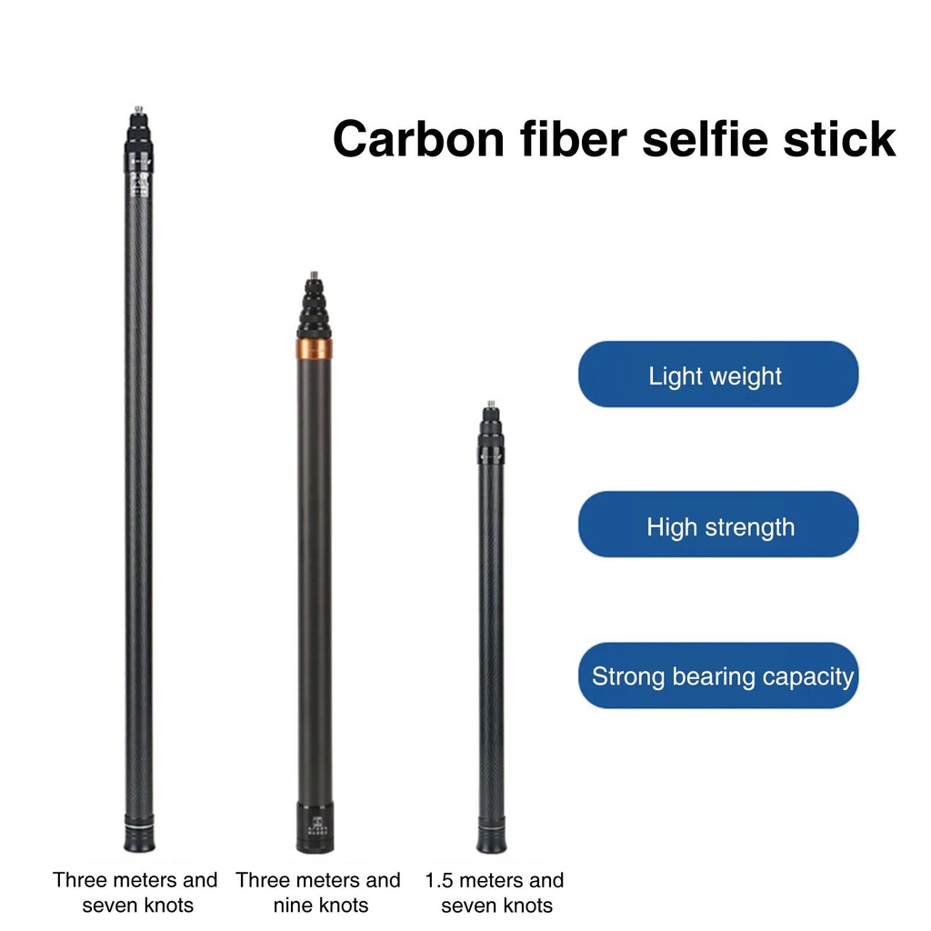 Bastão Selfie De Fibra De Carbono 3M Para DJI Osmo Action Insta360 GoPro Camera Extended Sticks Com Furo De 1/4 " Tripé