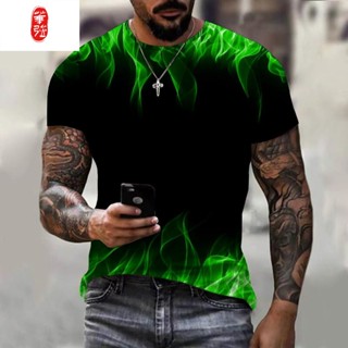 Novo Padrão De Chama Personalizado Masculino 3D Camiseta Engraçada Summer Street Casual Loose T-Shirt