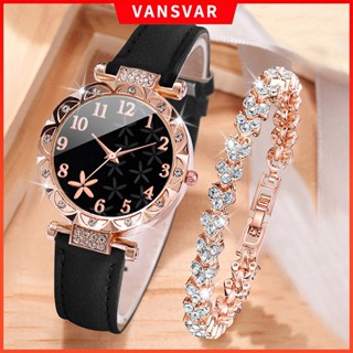 Relógio Fashion Rhinestone Mulher Faixa De Couro Casual Pulseira De Quartzo