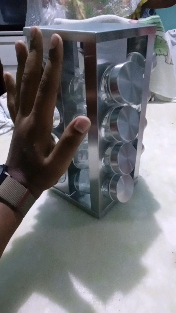 Porta Tempero Giratório de Inox Suporte Condimento 16 Potes