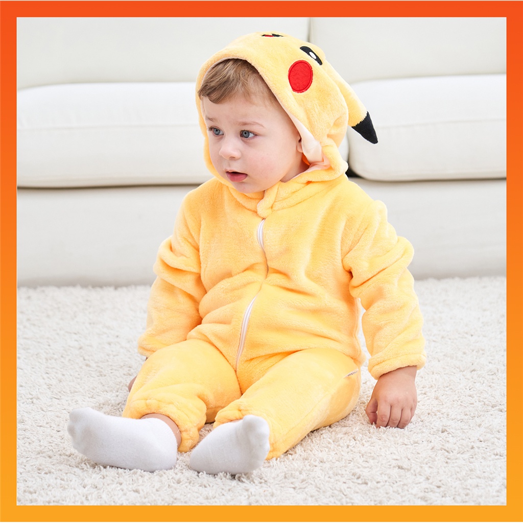 Bebê Unisexo Romper Kigurumi Infantil Fofo Pikachu Stitch Dinossauro Fatos De Salto Animais Pijamas Para Meninas em Oferta na Shopee