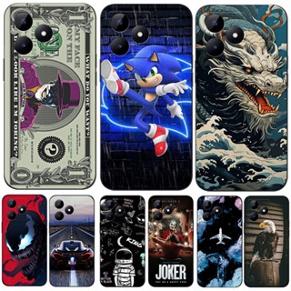 Capa Para realme C53 C51 Protetora De Silicone Macio Preto Tpu Dólar Desenho Animado Engraçado