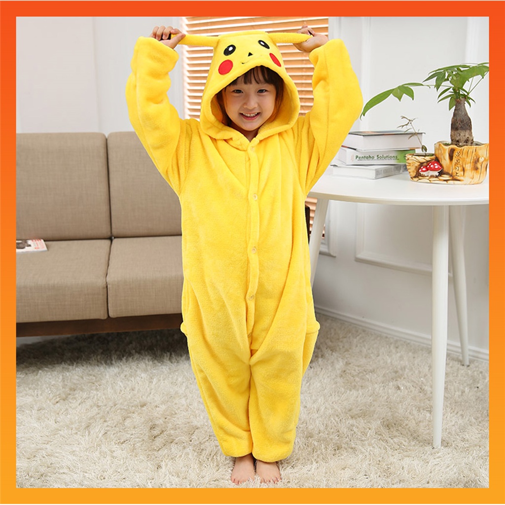 Kigurumi Pikachu Dinossauro Pontos Girafa Unicórnio Crianças Macacão Animal Meninas Meninos Pijamas em Oferta na Shopee