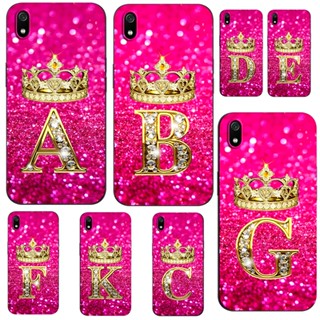Para xiaomi redmi 7a Capa De Telefone De Silicone Macio Pink Diamond Crown A B C Cartas