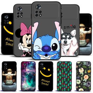 Estojo Para Xiaomi POCO X4 Pro 5G Telefone De silicone Macio Tampa Traseira Do Preto De minne cartoon Engraçado