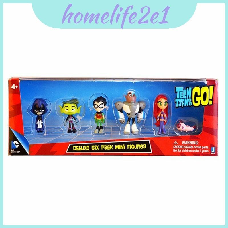 Conjunto Colecionável Teen Charming Titans Go Com Estatuetas Robin Raven Beast Starfire Boy