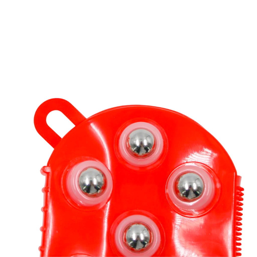 Massageador Luva Corporal Massagem Estetica Manual 7 Esferas Portatil Costas Pescoço Relaxamento Vermelho