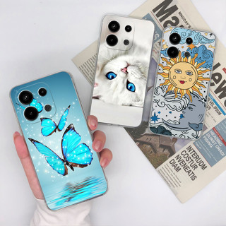 Para Xiaomi Redmi Note 13 Pro 4G Capa De Silicone Transparente De Alta Qualidade Cartoon De Gato Fofo Note13Pro 4G Shell Bumper