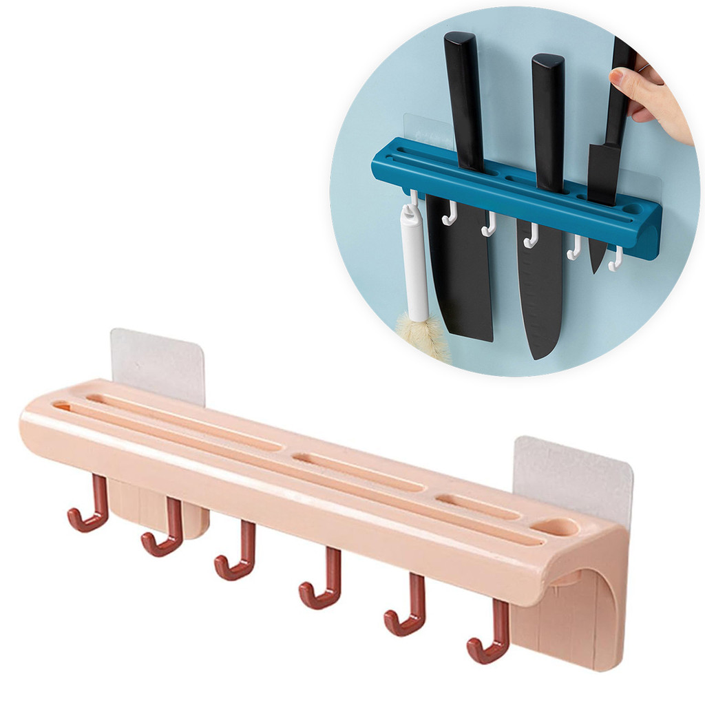 Suporte Cozinha Porta Talheres Faqueiro 6 Ganchos Azul
