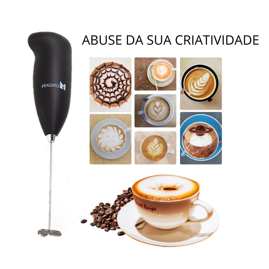 Mini Mixer Portátil Misturador de Bebidas Com 3 velocidade e 2 cabeças Batedor Espumador de Cappuccino, leite, café, chocolate quente, milk shake
