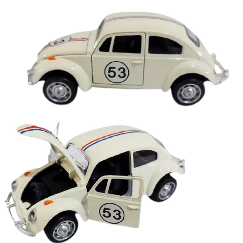 Fusca Herbie 53 Miniatura Ferro Abre Porta Capô Fricção Coleção Imperdivel