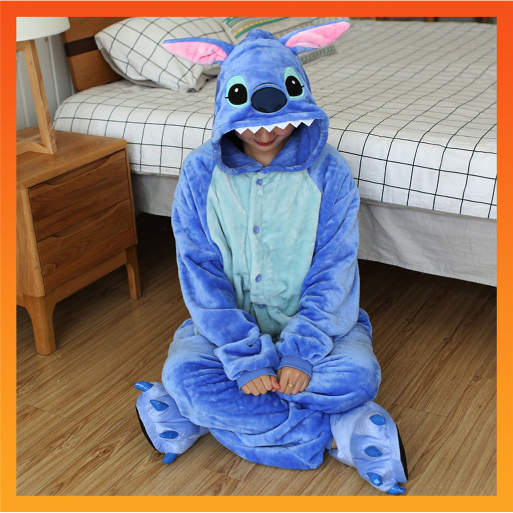 Kigurumi Stitch Pikachu Unicórnio Totoro Panda Tiger Frog Pijama De Flanela Onesies