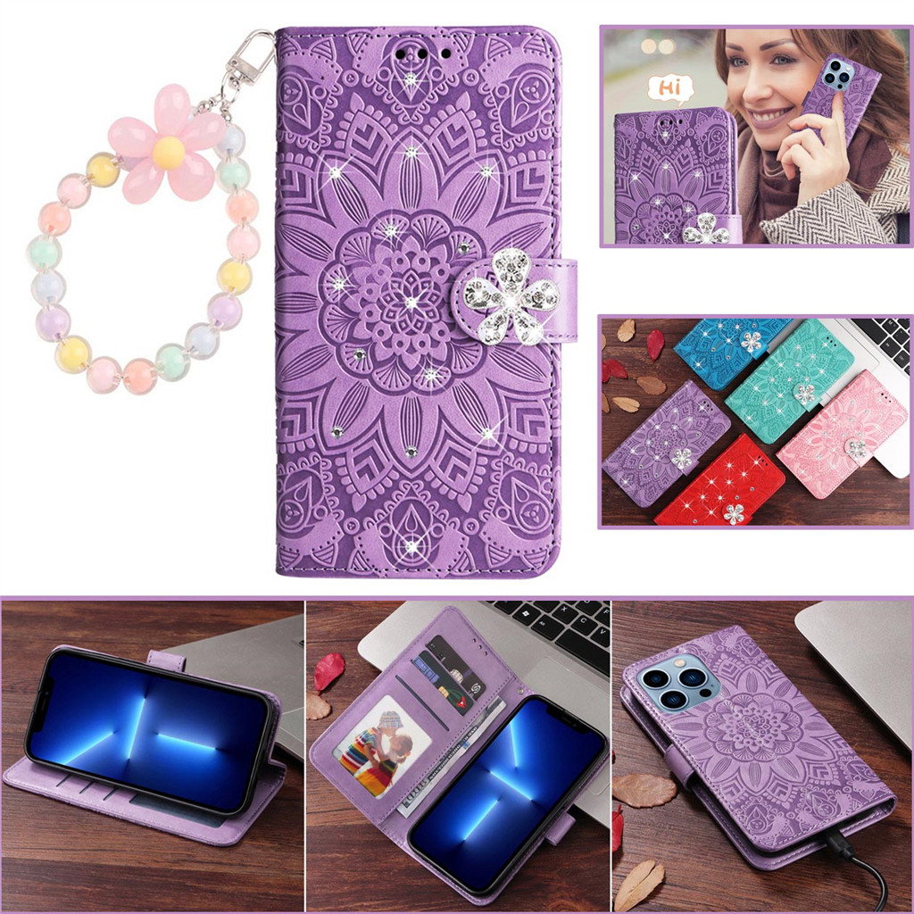 Capa Carteira De Girassol Para Samsung Galaxy A08 A07 A06 A18 A17 A16 A15 A14 A27 A57 A37 A56 A36 A26 A54 A55 Diamante M
