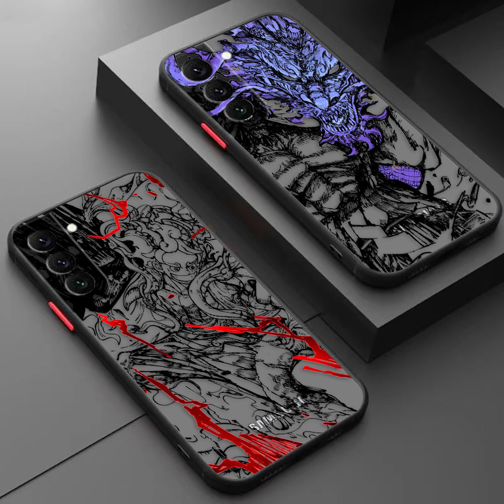 Anime One-P-Piece Linhas Pretas Arte Dragão Matte Estojo Para Celular Samsung Galaxy S23 S23FE S22 S21 S30 S21FE S21FE S20 S11 S20FE S11E S10 S10LITE S10E S10E S9 S8 ULTRA PLUS 5G