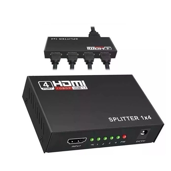 Duplicador Splitter Cabo Hdmi 1x4 Divisor Full Hd 1.4 3d Hub Para Tv Pc