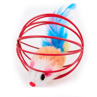 Brinquedo De Estimação Gato Pena RatoBola Gaiola 6.5 cm