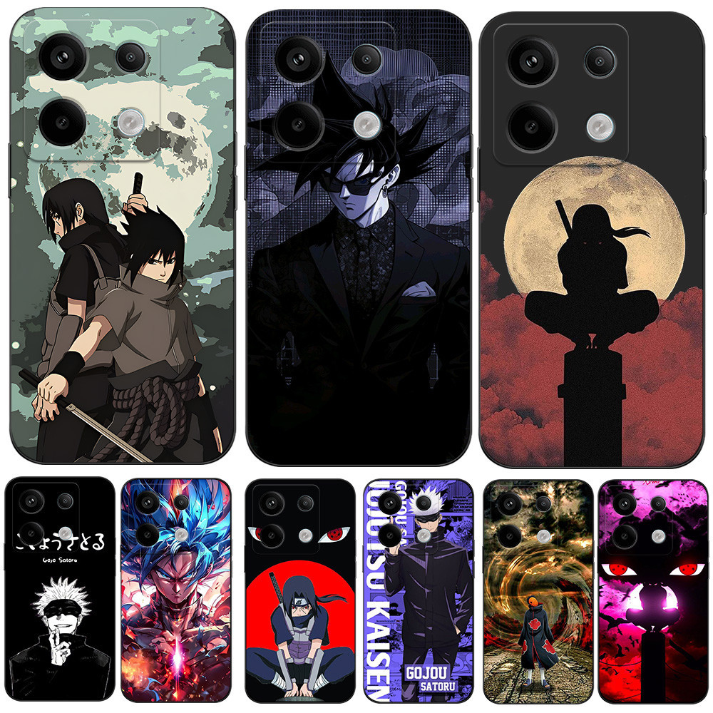 Estojo Para POCO X6 Silicone Phone Back Cover Preto tpu Capa anime goku naruto Dor gojo