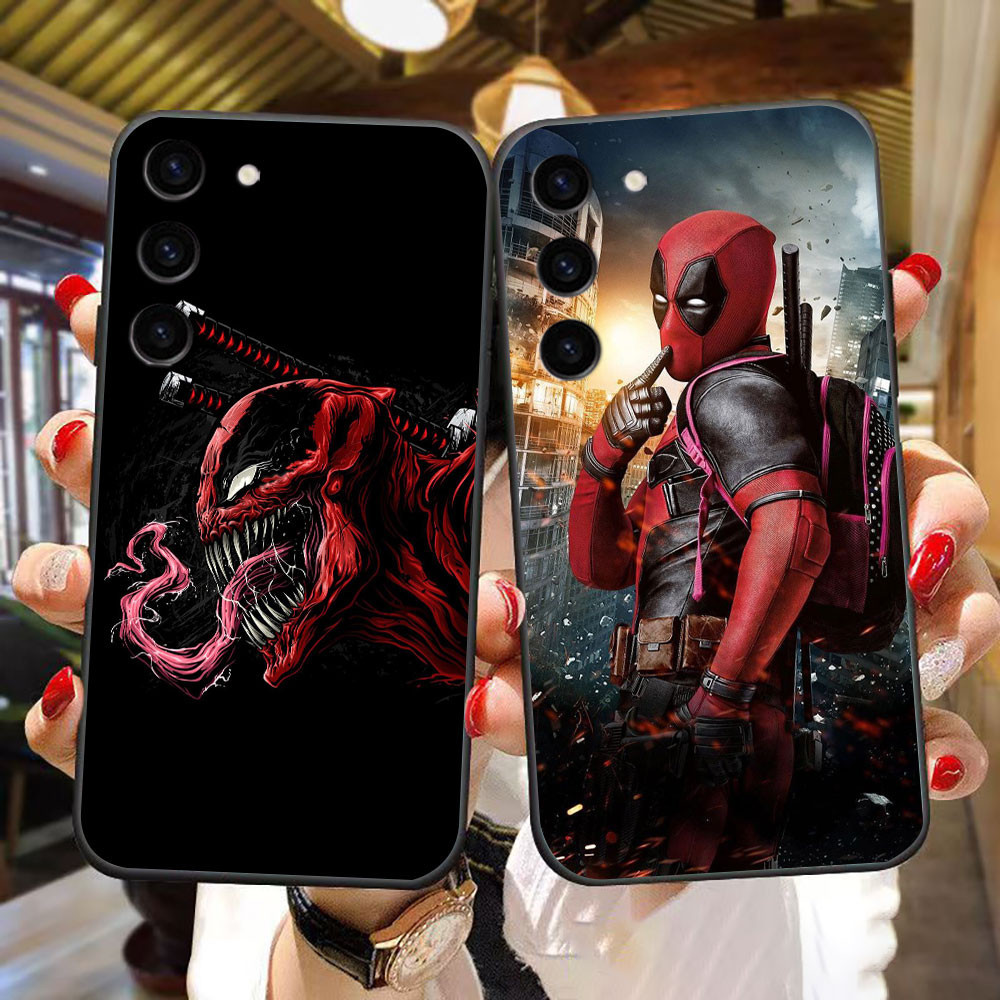 Vingadores Deadpool M-Marvel Preto Macio TPU Móvel Para Samsung Galaxy S24 S23 S22 S21 S30 S21FE S21FE S20 S11 S20FE S11E S10 S10LITE S10E S10E S9 S8 FE ULTRA PLUS 5G