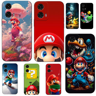 Capa De Silicone Macia Para Telefone Motorola MOTO G24 4G Preta Tpu Mario Bros