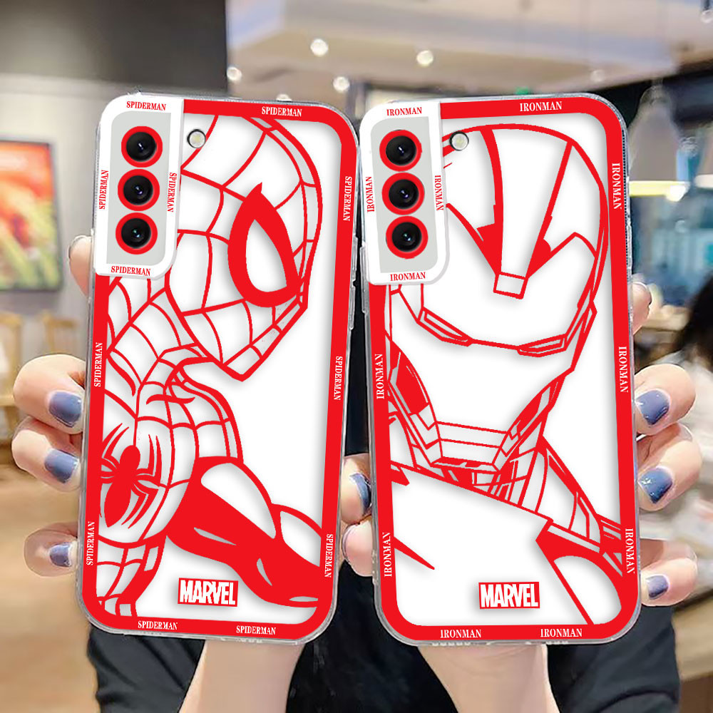 Marvel Homem Aranha Ferro Linha Vermelha Capa De Telefone Olhos De Anjo Transparente Para Samsung Galaxy A03 A04 A05 A05S A11 S10 S20 S21 S22 S23 S24 FE PLUS ULTRA 5G Caixa TPU