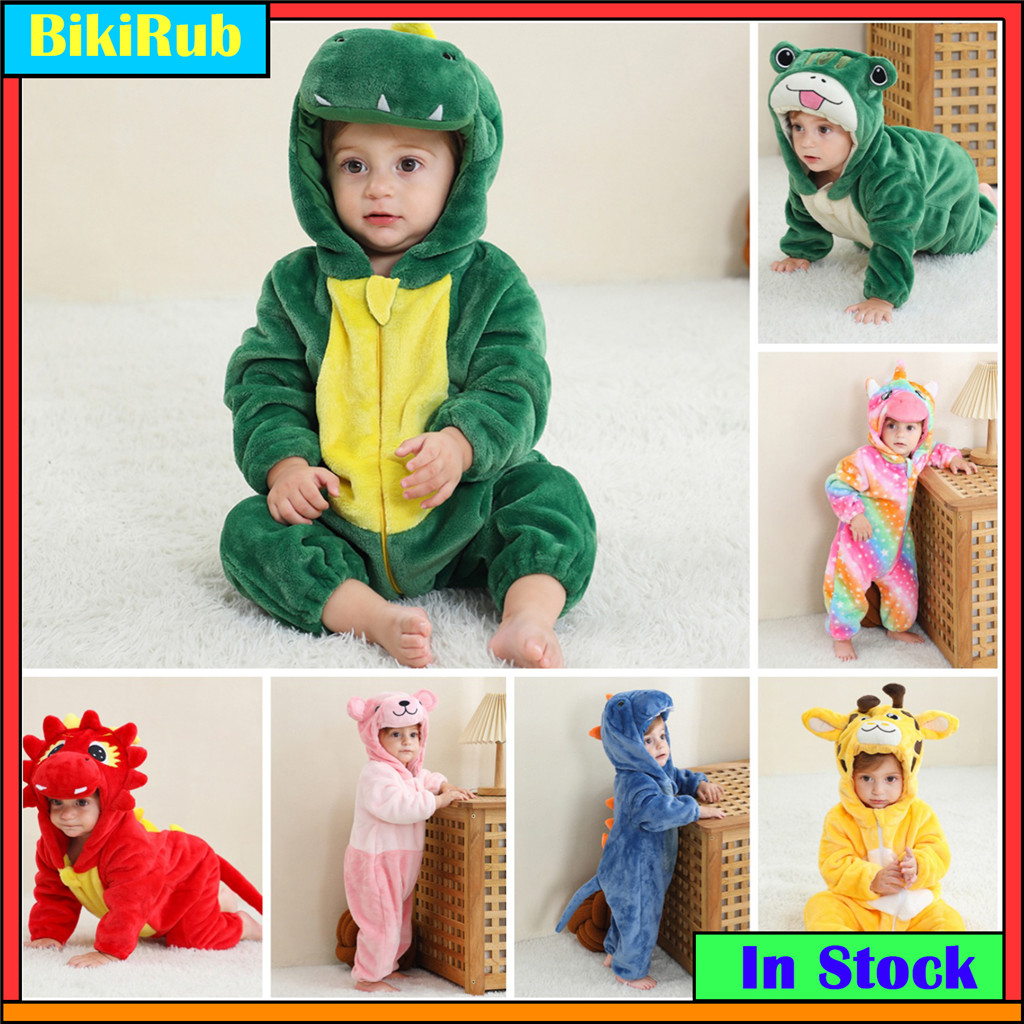 Bebê Unisexo Romper Kigurumi Lindo Dragão Girafa Urso Fatos De Salto Animais Pijamas Para Meninas