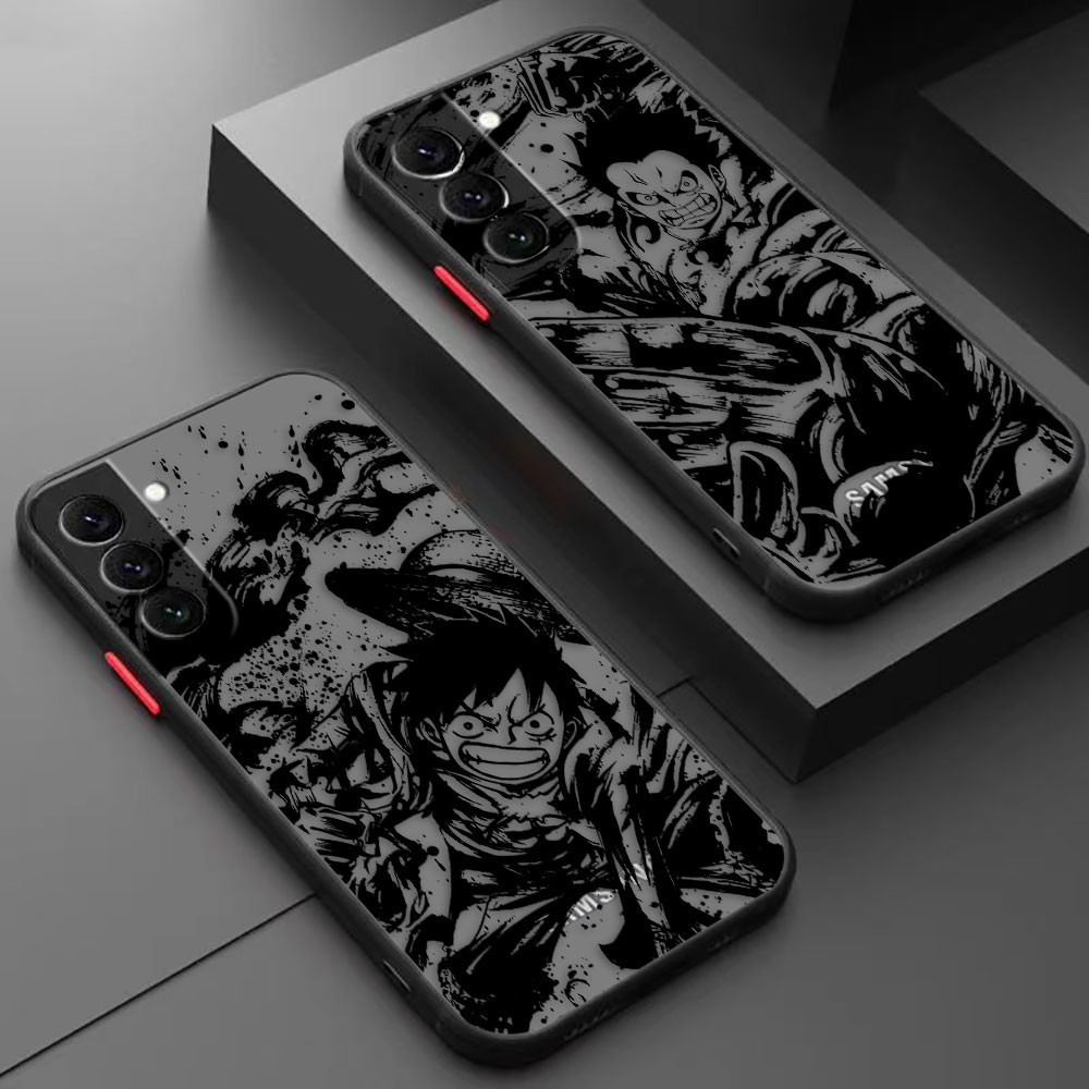 Anime Uma Peça P-Linhas Pretas Capa Concisa Fosca Para Celular Samsung Galaxy S23 S23FE S22 S21 S30 S21FE S21 S20 S11 S20FE S11E S10 S10LITE S10E S10 S9 S8 ULTRA PLUS 5G