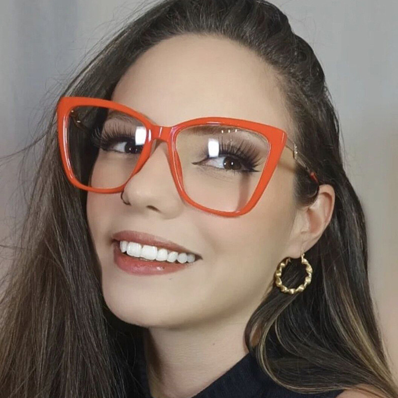 Óculos Anti-Luz Azul Tr90 Vintage Square Optical Glasses Armação Óptica Feminina Dobradiça De Mola em Oferta na Shopee