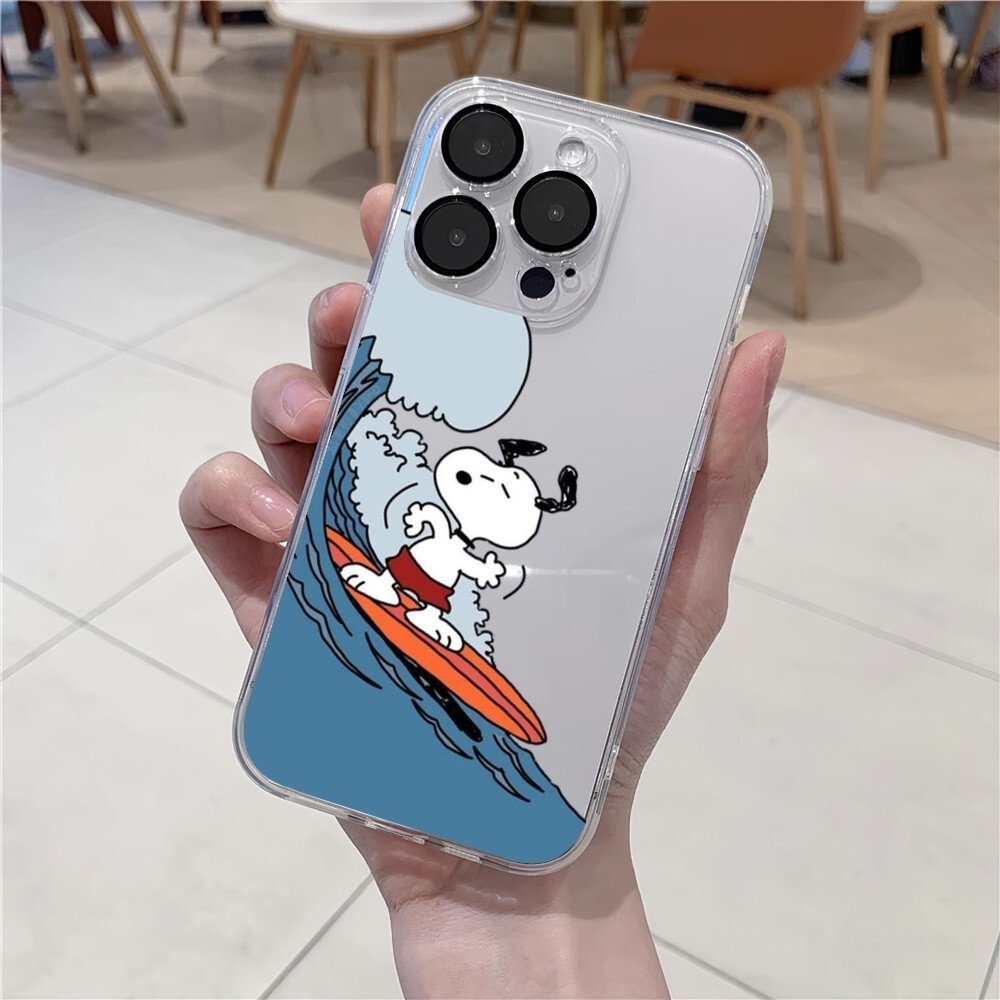 Capa De Celular Para Desenho Animado S-Snoopy Transparente Iphone 15 13 14 12 11 Pro Max XR X SE XS Iphone13 Mini Plus - detalhe