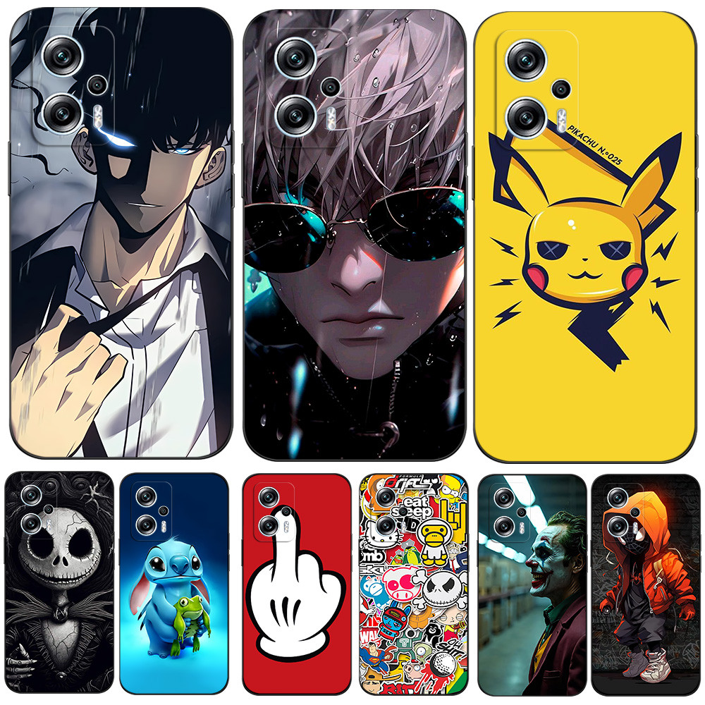 Caso Para Xiaomi POCO X4 GT 5G De silicone Macio Telefone Capa Traseira Preto tpu Dedo Médio Legal Carro anime Homem Dos