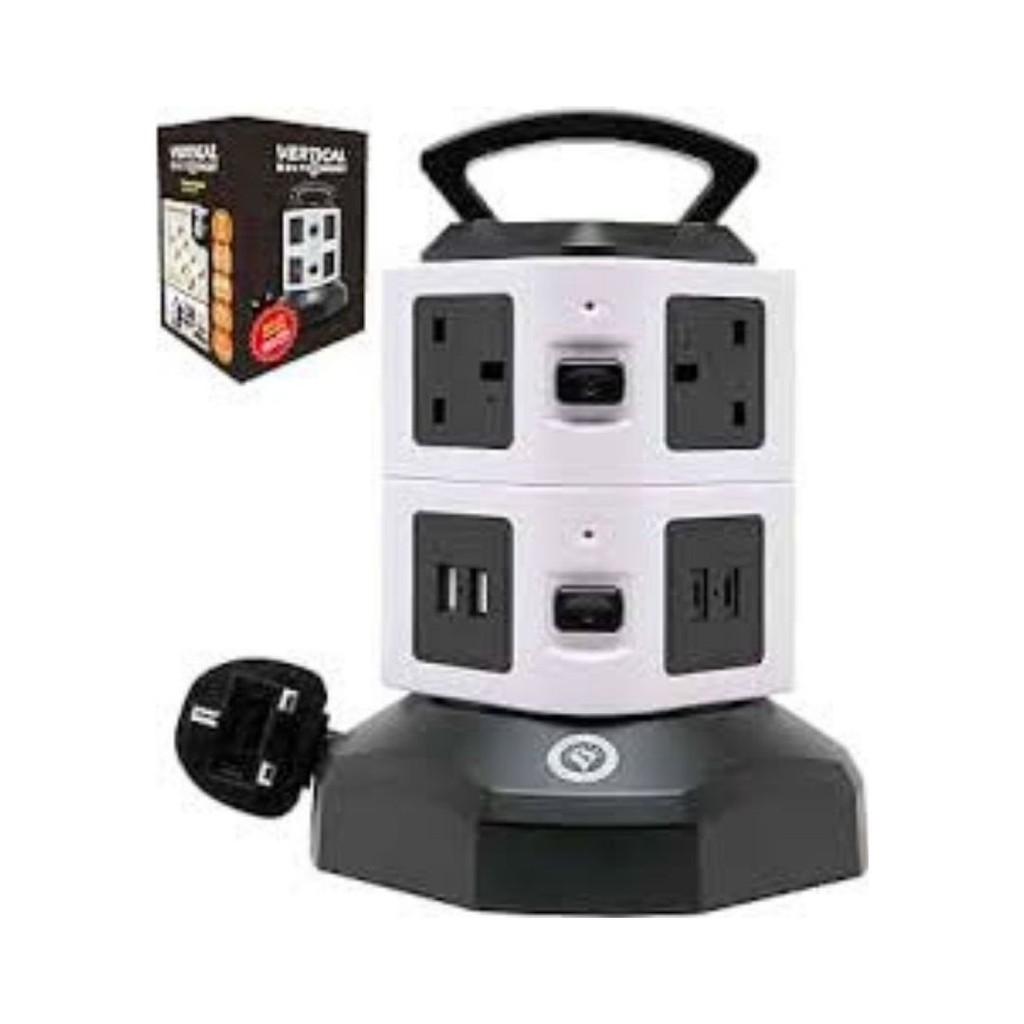 Torre Vertical 3 Tomadas 2 Usb Com Botao Ligar E Desligar