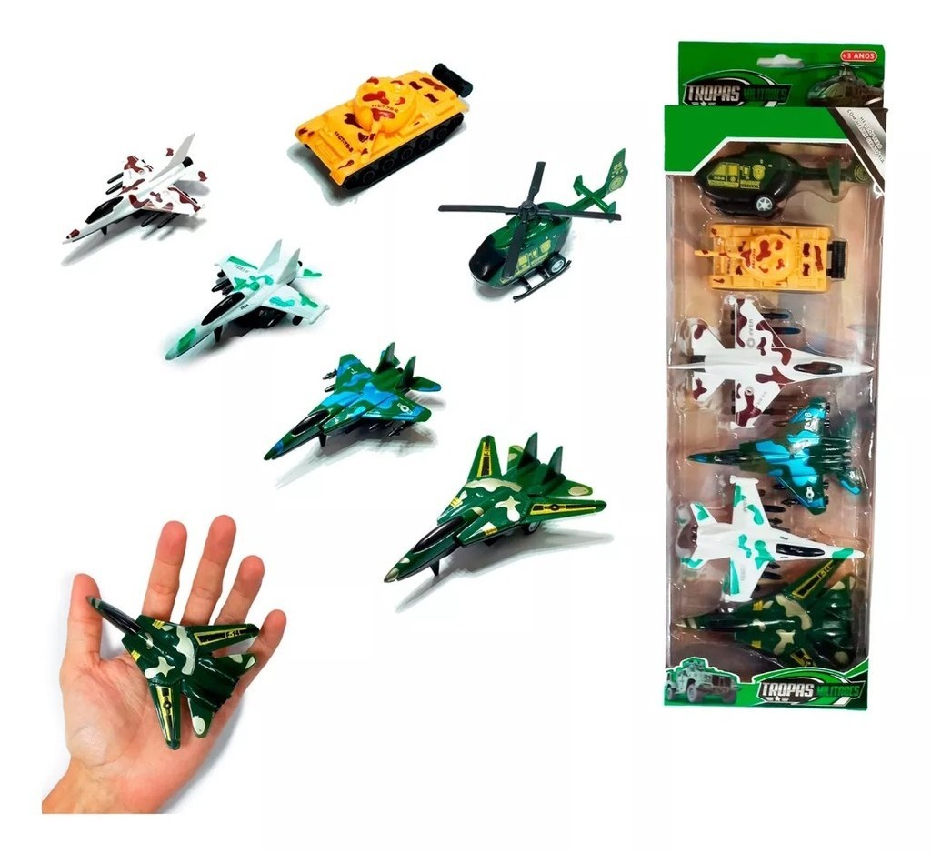 Novo Helicoptero De Brinquedo Frota Avião Fricção Kit 6