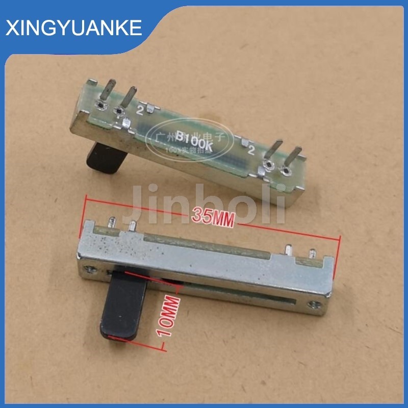5 Pçs/Lote 35MM 3.5CM Potenciômetro Deslizante Reto Resistor B100K Único Vertical 4 Pinos Misturador Fader 100K Ohm Lida