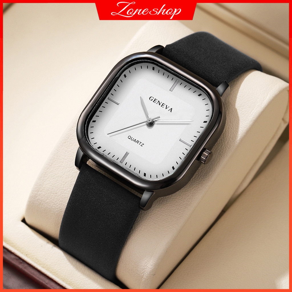 Moda Casual Masculina Mostrador Quadrado Relógios Pulseira De Couro Relógio De Pulso Minimalista Analógico Quartzo (Sem em Oferta na Shopee